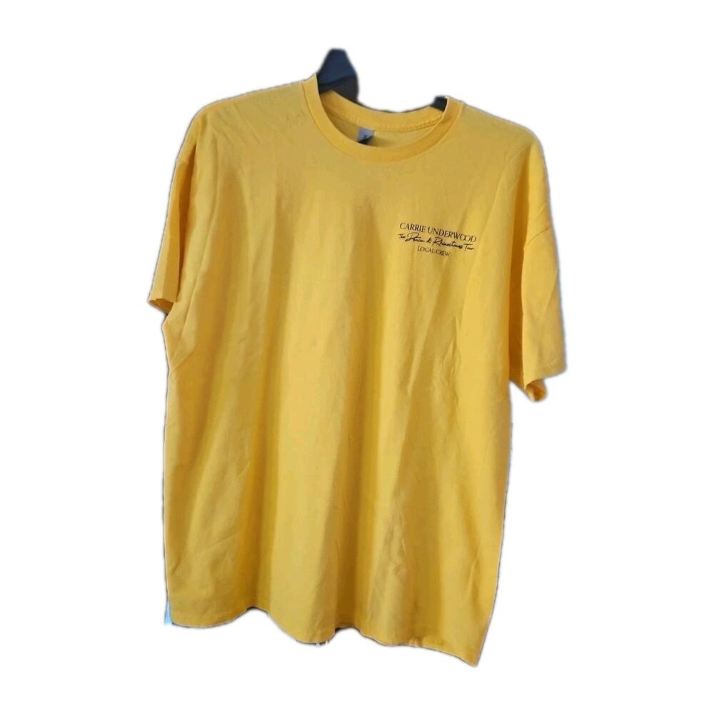 Carrie Underwood The Denim & Rhinestones Tour Local Crew T-Shirt Sz 2XL Yellow